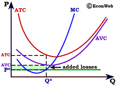 Added Losses due to Staying in Business in the Short Run